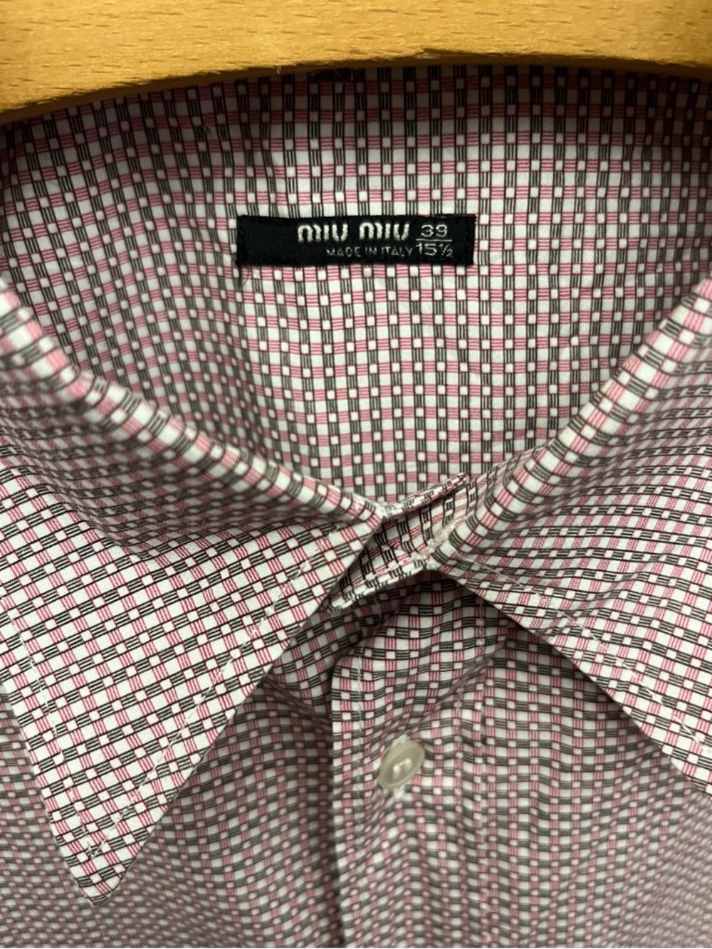 Miu Miu Italy Vintage Micro-Grid Dress Shirt - NWOT